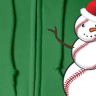 Christmas Baseball Snowman Full Zip Hoodie