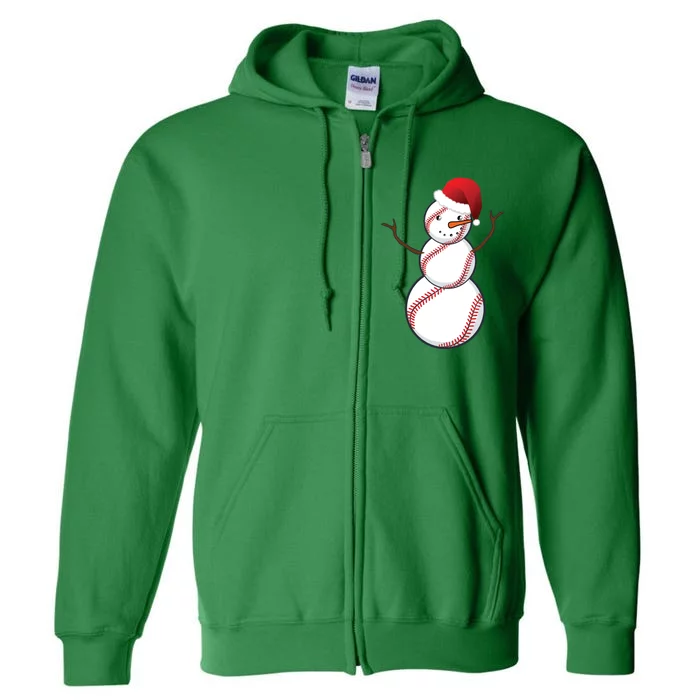 Christmas Baseball Snowman Full Zip Hoodie