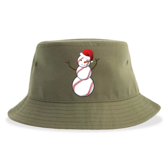 Christmas Baseball Snowman Sustainable Bucket Hat