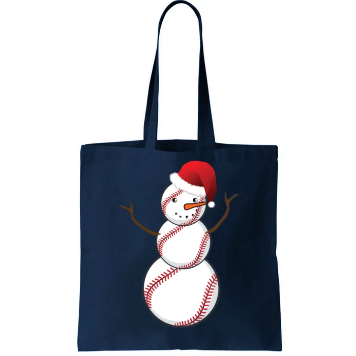 Christmas Baseball Snowman Tote Bag