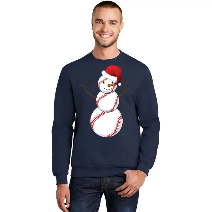 Christmas Baseball Snowman Tall Sweatshirt