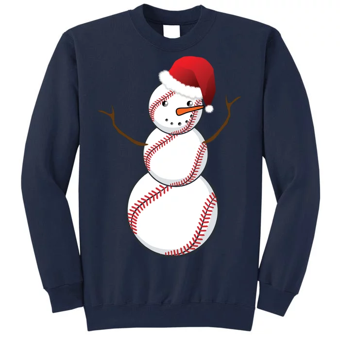 Christmas Baseball Snowman Tall Sweatshirt