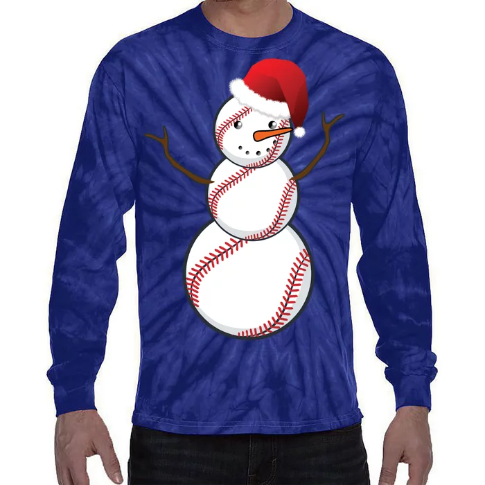 Christmas Baseball Snowman Tie-Dye Long Sleeve Shirt