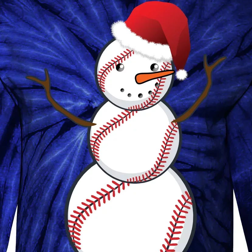 Christmas Baseball Snowman Tie-Dye Long Sleeve Shirt