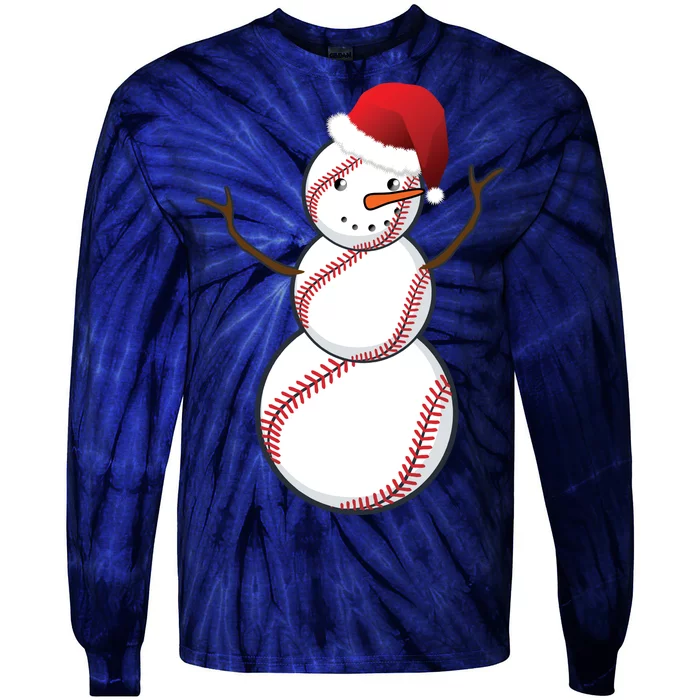 Christmas Baseball Snowman Tie-Dye Long Sleeve Shirt