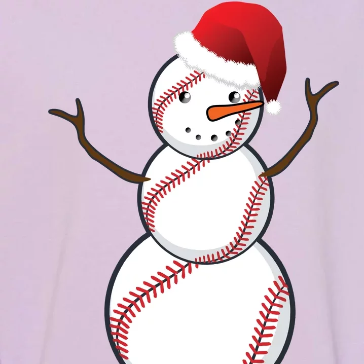 Christmas Baseball Snowman Garment-Dyed Sweatshirt