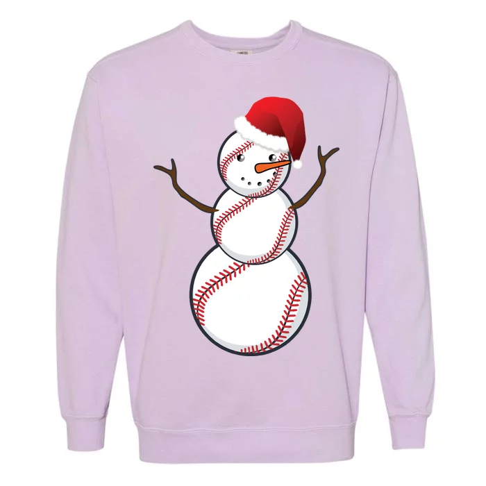 Christmas Baseball Snowman Garment-Dyed Sweatshirt