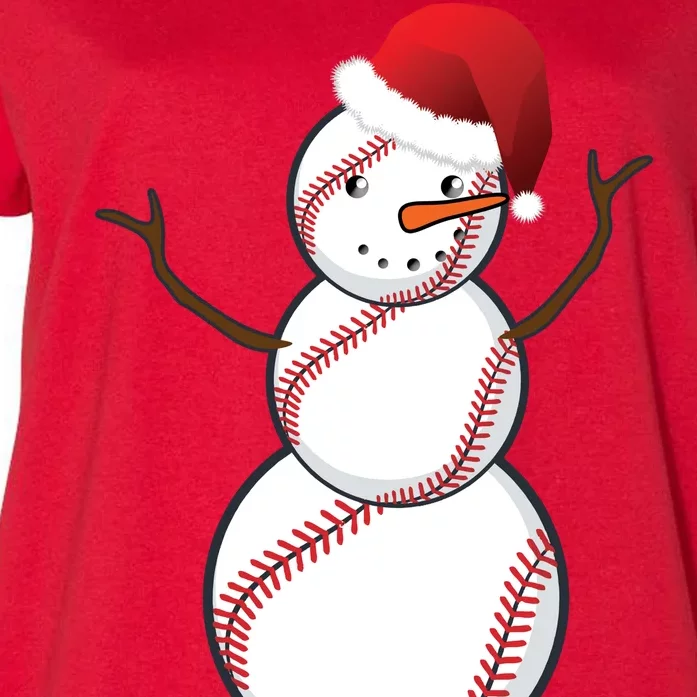Christmas Baseball Snowman Women's Plus Size T-Shirt