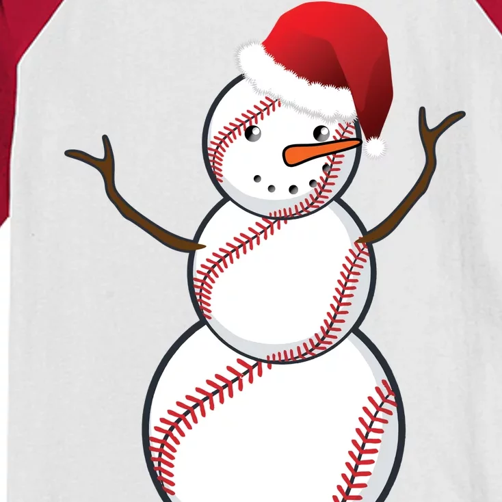 Christmas Baseball Snowman Kids Colorblock Raglan Jersey