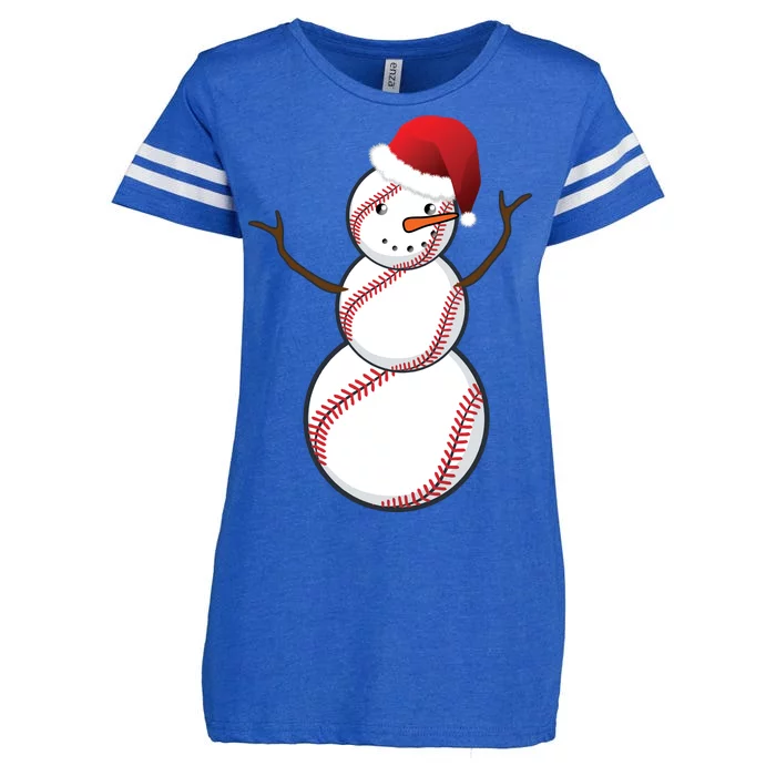 Christmas Baseball Snowman Enza Ladies Jersey Football T-Shirt