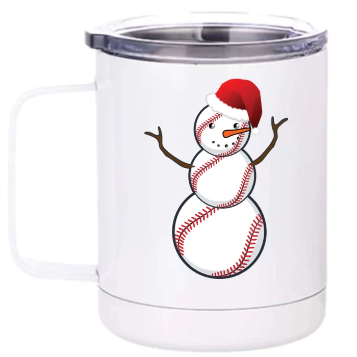 Christmas Baseball Snowman Front & Back 12oz Stainless Steel Tumbler Cup