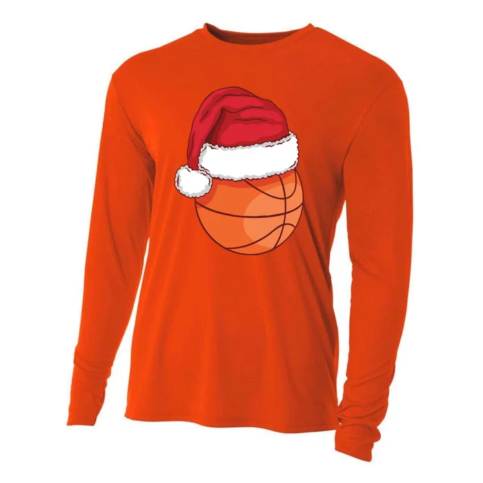 Christmas Basketball Santa Cooling Performance Long Sleeve Crew