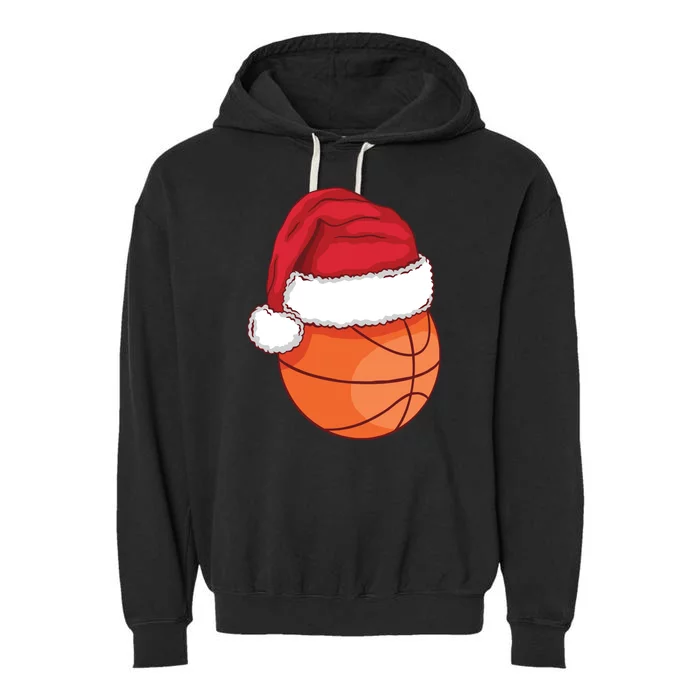 Christmas Basketball Santa Garment-Dyed Fleece Hoodie