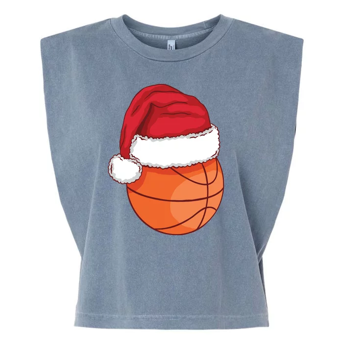 Christmas Basketball Santa Garment-Dyed Women's Muscle Tee