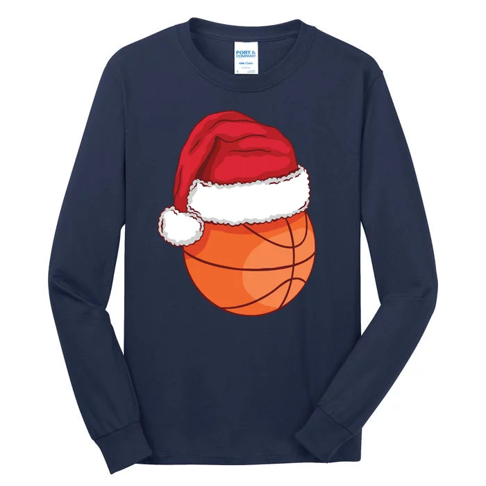 Christmas Basketball Santa Tall Long Sleeve T-Shirt