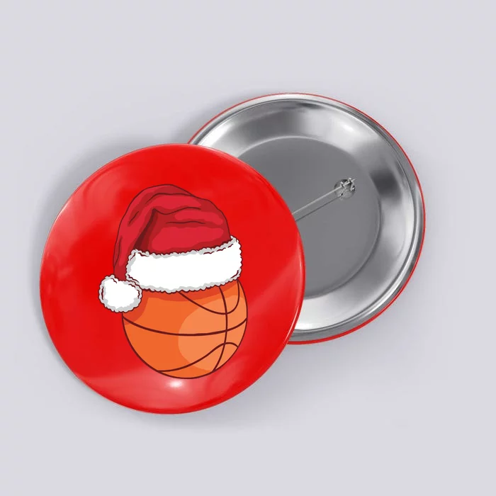 Christmas Basketball Santa Button