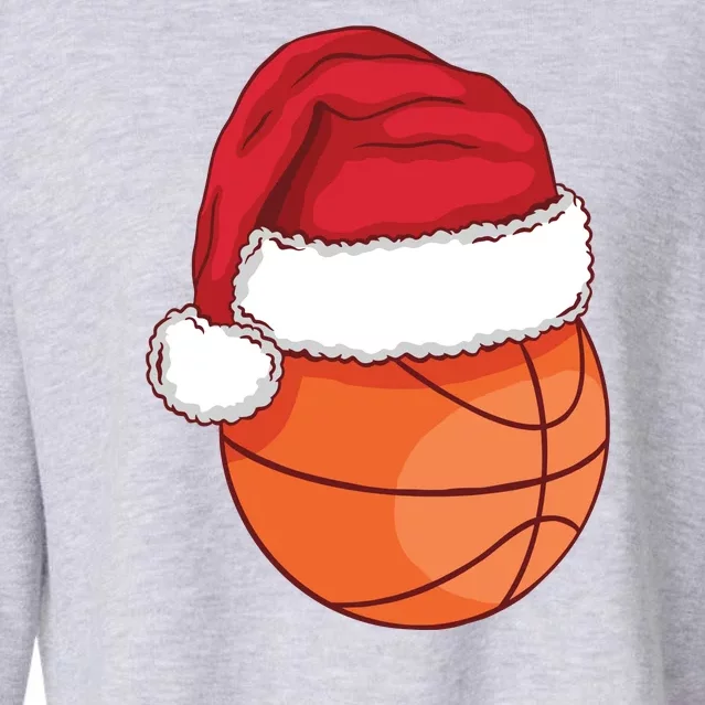 Christmas Basketball Santa Cropped Pullover Crew