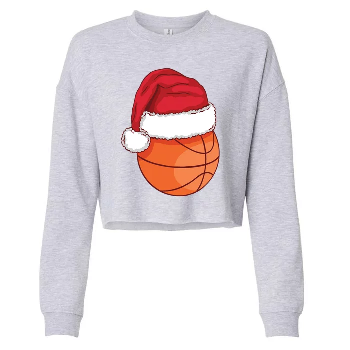 Christmas Basketball Santa Cropped Pullover Crew