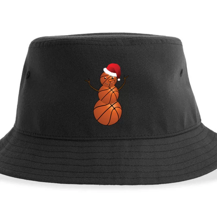 Christmas Basketball Snowman Sustainable Bucket Hat