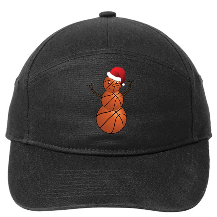 Christmas Basketball Snowman 7-Panel Snapback Hat