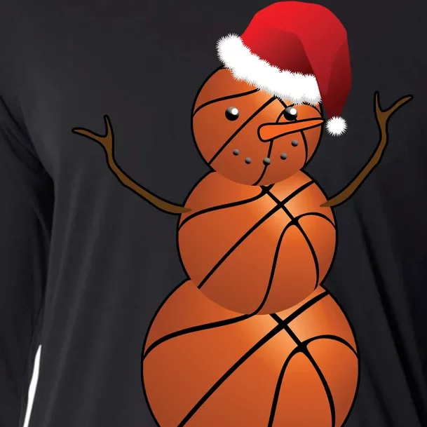 Christmas Basketball Snowman Cooling Performance Long Sleeve Crew