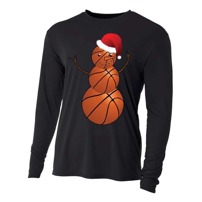 Christmas Basketball Snowman Cooling Performance Long Sleeve Crew