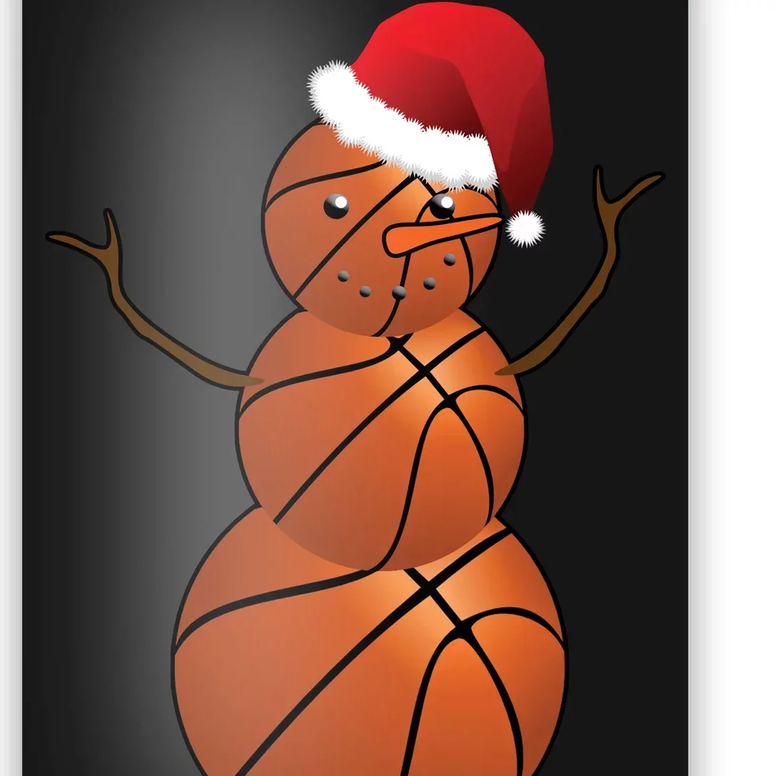 Christmas Basketball Snowman Poster