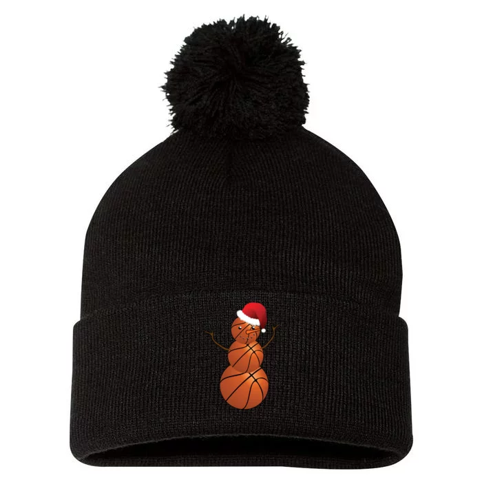 Christmas Basketball Snowman Pom Pom 12in Knit Beanie