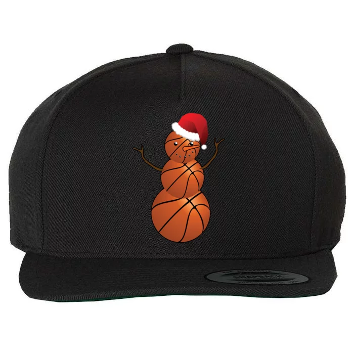 Christmas Basketball Snowman Wool Snapback Cap