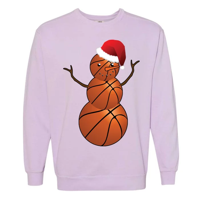 Christmas Basketball Snowman Garment-Dyed Sweatshirt