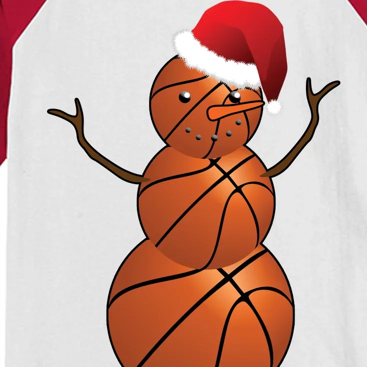 Christmas Basketball Snowman Kids Colorblock Raglan Jersey