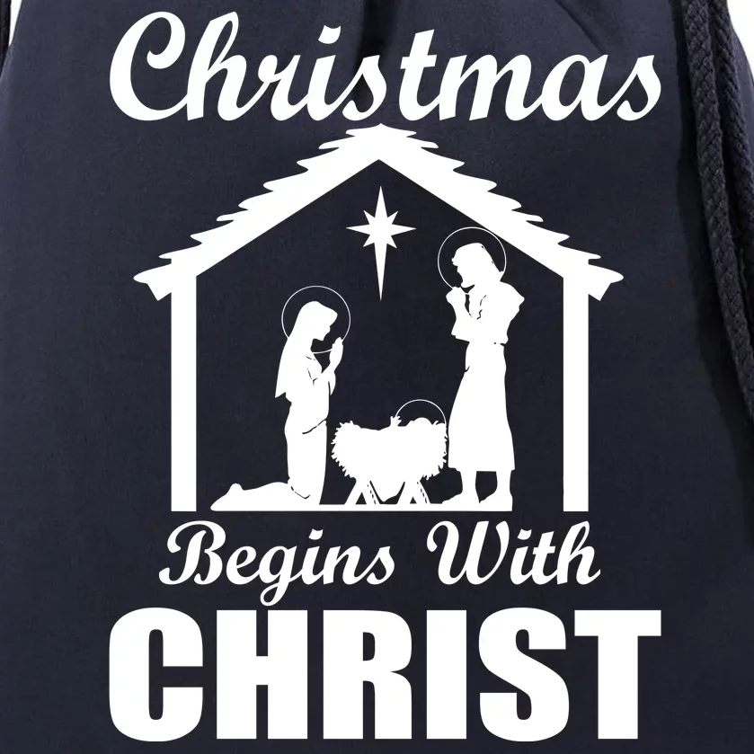 Christmas Begins With Christ Drawstring Bag