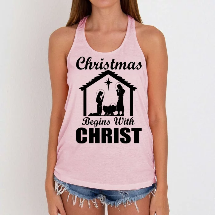 Christmas Begins With Christ Women's Knotted Racerback Tank