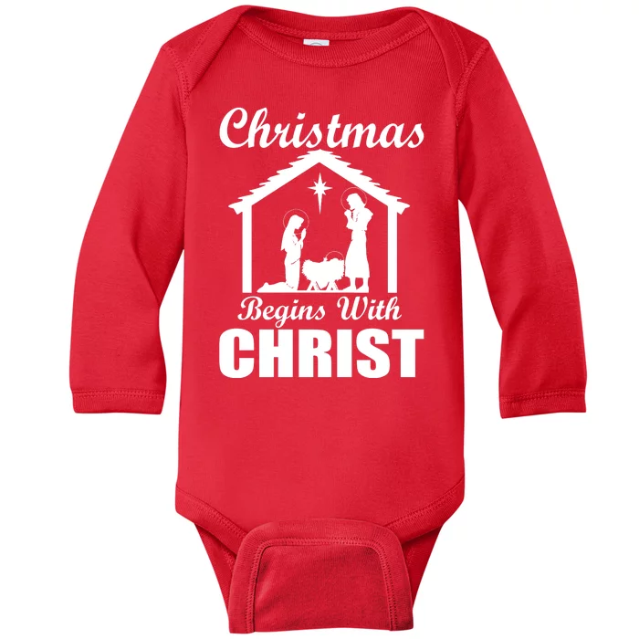 Christmas Begins With Christ Baby Long Sleeve Bodysuit