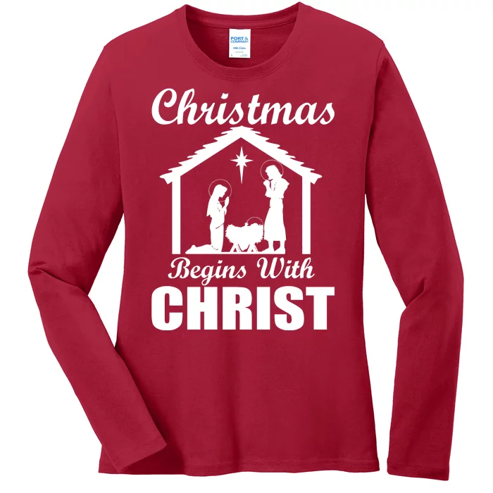 Christmas Begins With Christ Ladies Long Sleeve Shirt