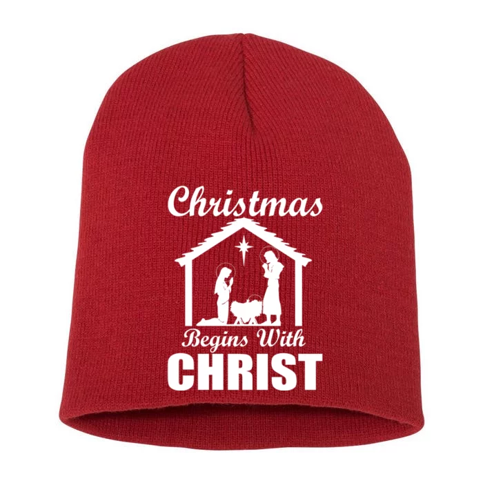 Christmas Begins With Christ Short Acrylic Beanie