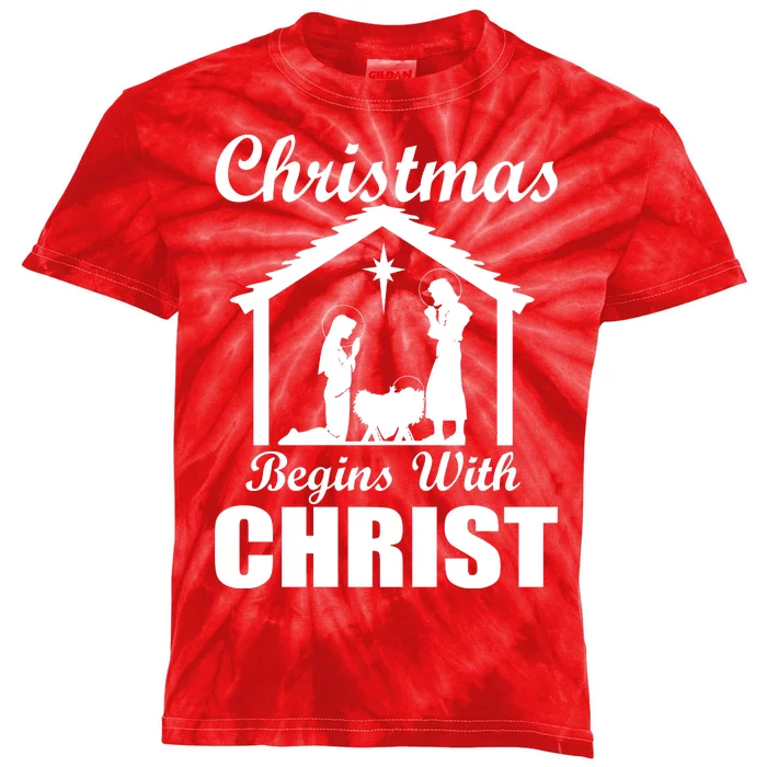 Christmas Begins With Christ Kids Tie-Dye T-Shirt