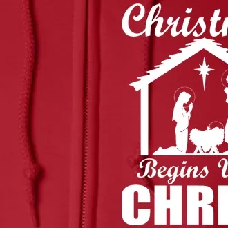 Christmas Begins With Christ Full Zip Hoodie