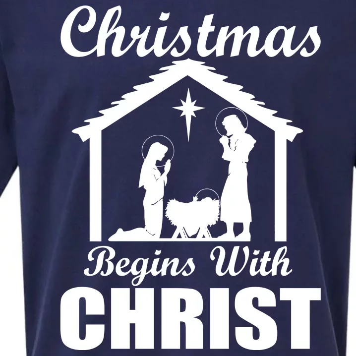 Christmas Begins With Christ Sueded Cloud Jersey T-Shirt