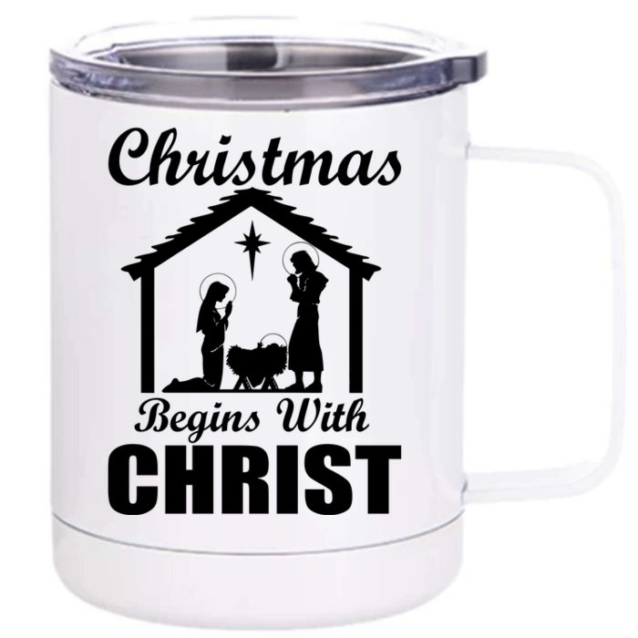 Christmas Begins With Christ Front & Back 12oz Stainless Steel Tumbler Cup