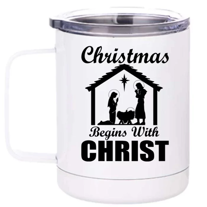 Christmas Begins With Christ Front & Back 12oz Stainless Steel Tumbler Cup