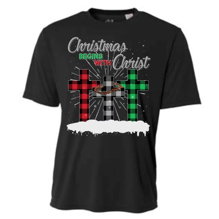 Christmas Begins With Christ Jesus Birthday Cooling Performance Crew T-Shirt