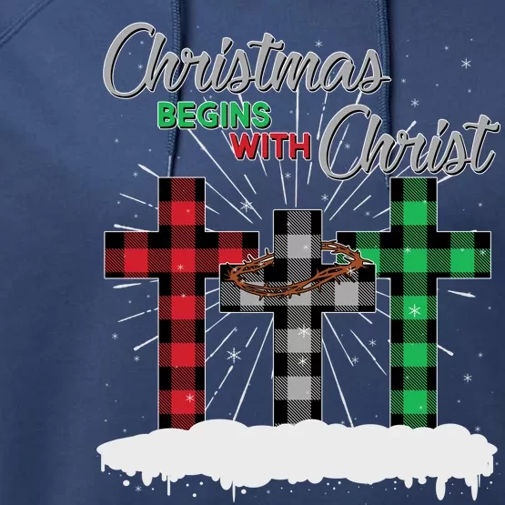 Christmas Begins With Christ Jesus Birthday Performance Fleece Hoodie