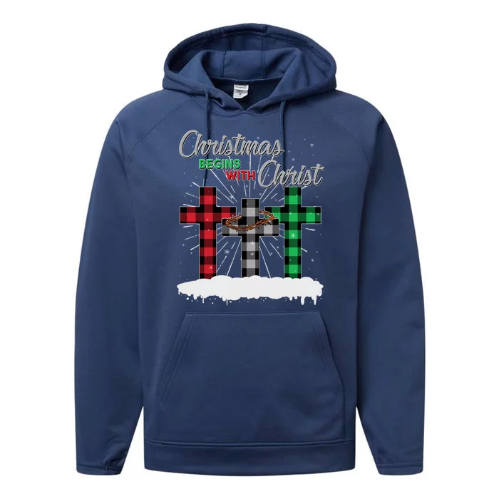 Christmas Begins With Christ Jesus Birthday Performance Fleece Hoodie