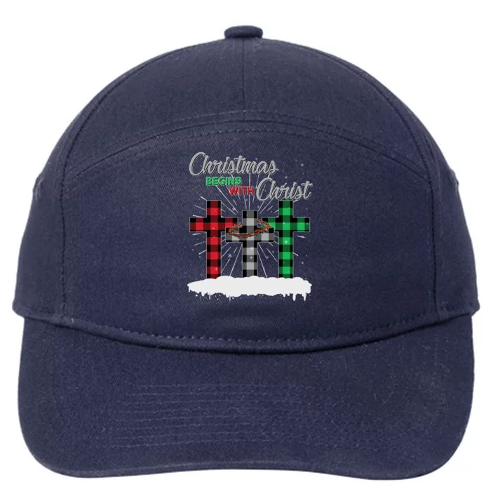 Christmas Begins With Christ Jesus Birthday 7-Panel Snapback Hat