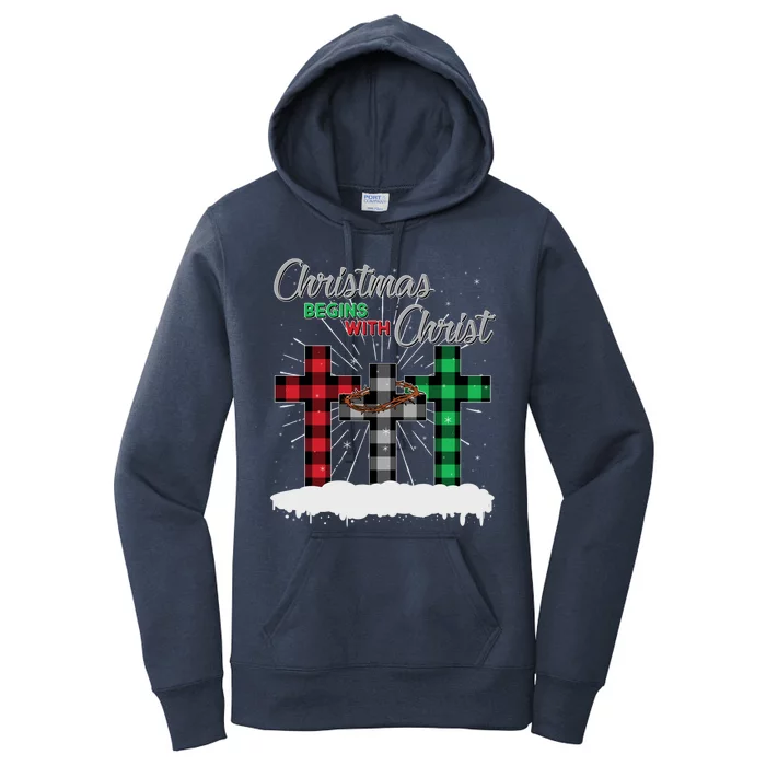 Christmas Begins With Christ Jesus Birthday Women's Pullover Hoodie