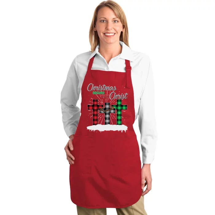 Christmas Begins With Christ Jesus Birthday Full-Length Apron With Pocket