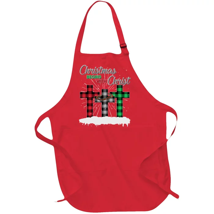 Christmas Begins With Christ Jesus Birthday Full-Length Apron With Pocket