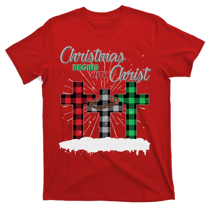 Christmas Begins With Christ Jesus Birthday T-Shirt