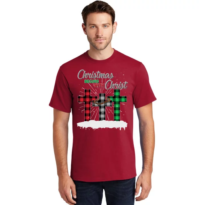 Christmas Begins With Christ Jesus Birthday Tall T-Shirt